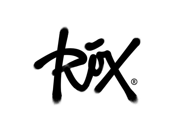 the word rox written in black ink on a white background