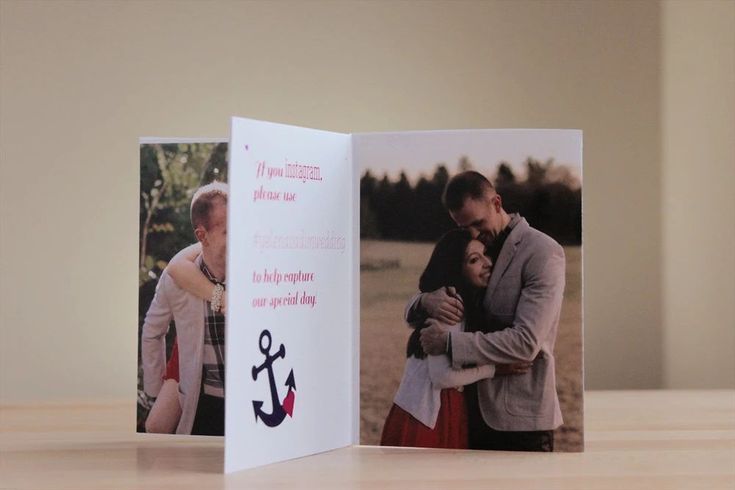 an open card with two photos on it