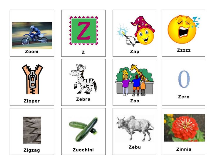 there are many different pictures on this page to help kids learn how to spell the letter z