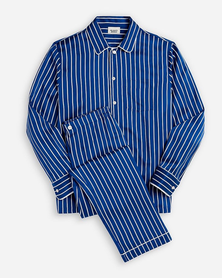 Designer Boxers, Mens Silk Pajamas, Sleepy Jones, Stylish Loungewear, Blue White Decor, Mens Pajamas Set, Mens Sleepwear, Striped Pyjamas, Flannel Pajamas