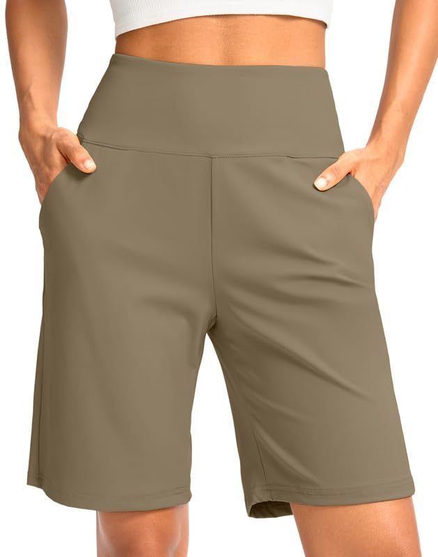 PRICES MAY VARY. SOFT & STRETCH FABRIC: Buttery soft, 4-way stretch fabric enhances the stretchability of the shorts to provide greater comfort and movement for all-day wear. Suitable for all body shapes. KNEE LENGTH: 9" inseam shorts features knee length for plenty of coverage, perfect length can prevents thighs from rubbing, won't ride up while moving. LOOSE FIT & TUMMY CONTROL: Straight leg openings and a relaxed fit keep you comfy. 4" wide waistband with high elastic offers full coverage and Knee Length Shorts For Women, Men's Curly Hair, Mens Curly Hair, Curly Hair Care Routine, Shorts Fits, Casual Outfit Inspiration, Cruise Outfits, Trendy Fashion Tops, Knee Length Shorts