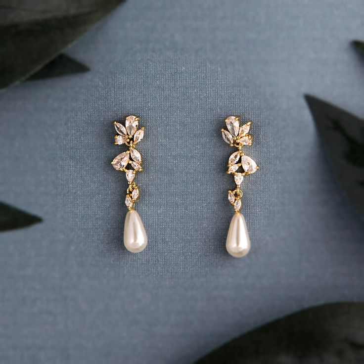 Dainty Teardrop Pearl Drop CZ Earrings Pear Earrings Wedding, Olive And Piper Wedding Earrings, Long Wedding Earrings Bridal, Classic Wedding Jewelry Brides, Pearl Earrings Dangle Wedding Jewelry, Freshwater Pearl Earrings Wedding, Romantic Wedding Jewelry, Long Pearl Earrings Wedding, Tear Drop Pearl Earrings