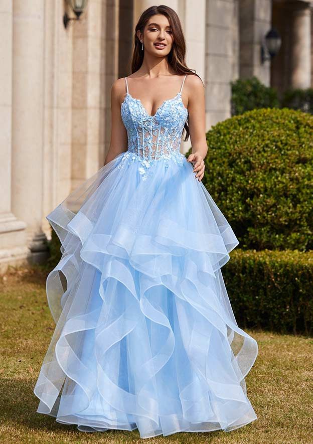 Sky Blue Prom Dress Tulle, Two Piece Prom Dresses Light Blue, Light Blue Prom Dresses Fluffy, Prom Dress Floor Length Seqens For Teens, Prom Dresses Long Baby Blue, Light Blue Prom Dress Luulla, Prom Dresses Top Part, Prom Dresses Lifht Blue, 2 Piece Tulle Prom Dress