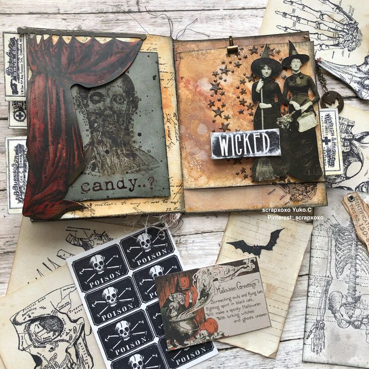 Spooky Scrapbook Ideas, Horror Scrapbook Ideas, Dark Scrapbook Ideas, Junk Journal Halloween, Halloween Scrapbook Ideas, Halloween Journal Pages, Halloween Junk Journal Ideas, Junk Journal Themes Ideas, Halloween Journal Ideas