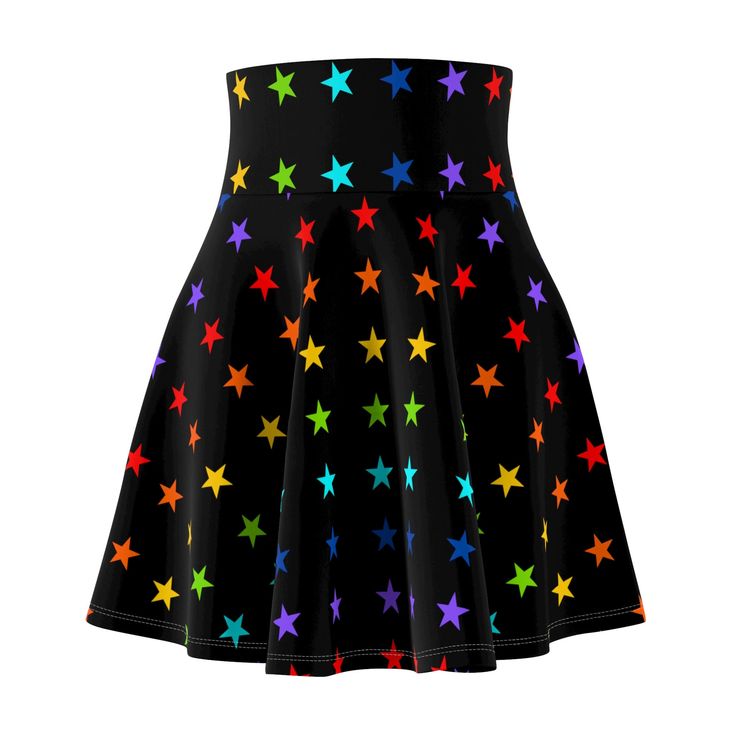 A versatile fit AOP skater skirt with a cozy, soft touch and a casual look. Inspired by the freedom of creativity, it will instantly become your everyday favorite. .: 95% Polyester 5% Spandex .: Versatile fit .: Printed on care label in black color .: White thread color .: Assembled in the USA from globally sourced parts Rainbow Skirt, Goth Shoes, Stars And Stripes, Neon Outfits, Rainbow Star, Lgbt Pride, Stripe Skirt, Swaggy Outfits, Flare Skirt