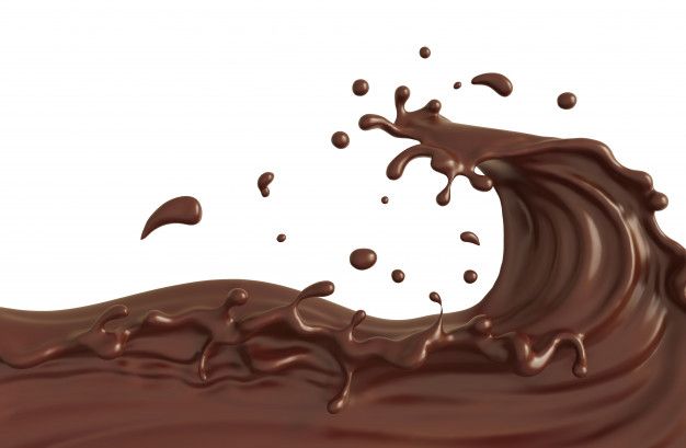 chocolate splashing into the water on a white background