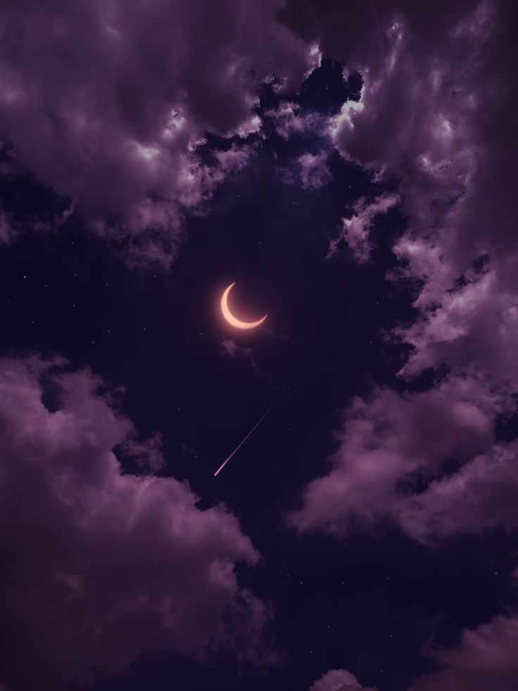 Photography, moon, moon photography, The Moon, Beautiful Sky, Moon and Clouds Lavender Night Aesthetic, Neon Moon Aesthetic, Cloudy Sky With Moon, Moon Atheistic, Purple Celestial Aesthetic, Pretty Moon Pictures, Night Fairy Aesthetic, Moon And Star Aesthetic, Moon Fairy Aesthetic