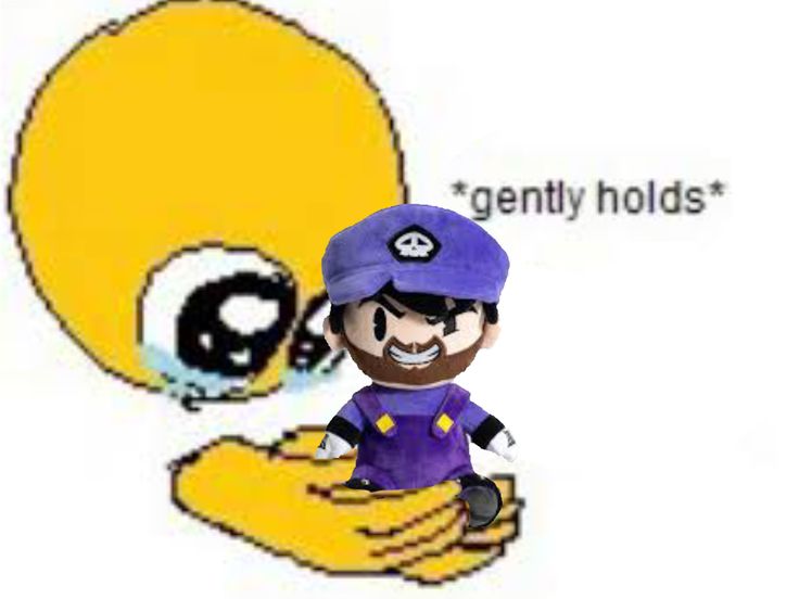 an image of a cartoon character with the word genty holds on to his hand