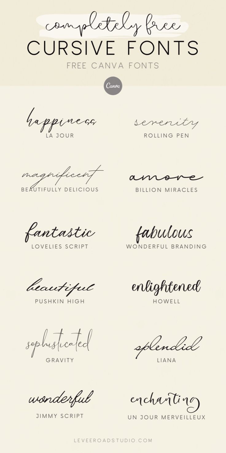 the cursive font styles are all different