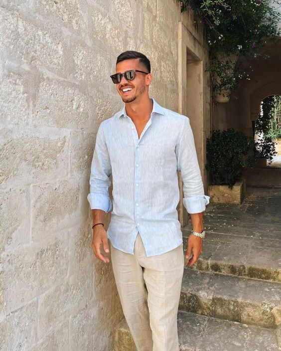 Destination Wedding Guest Outfit Men, Men Graduation Guest Outfit, Casual Men Outfits For Wedding, Mens Summer Party Outfit, Male Rehearsal Dinner Outfit, Beach Proposal Outfits Men, Men’s Winery Outfit, Men’s Hamptons Style, Hot Weather Wedding Guest Outfit Men