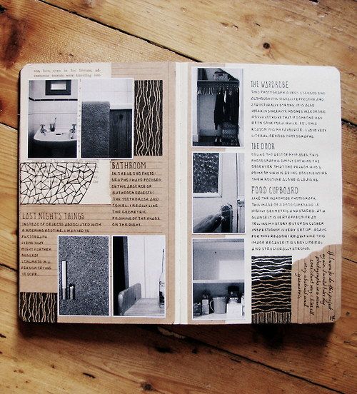 an open magazine with photos and text on the cover, sitting on a wooden floor