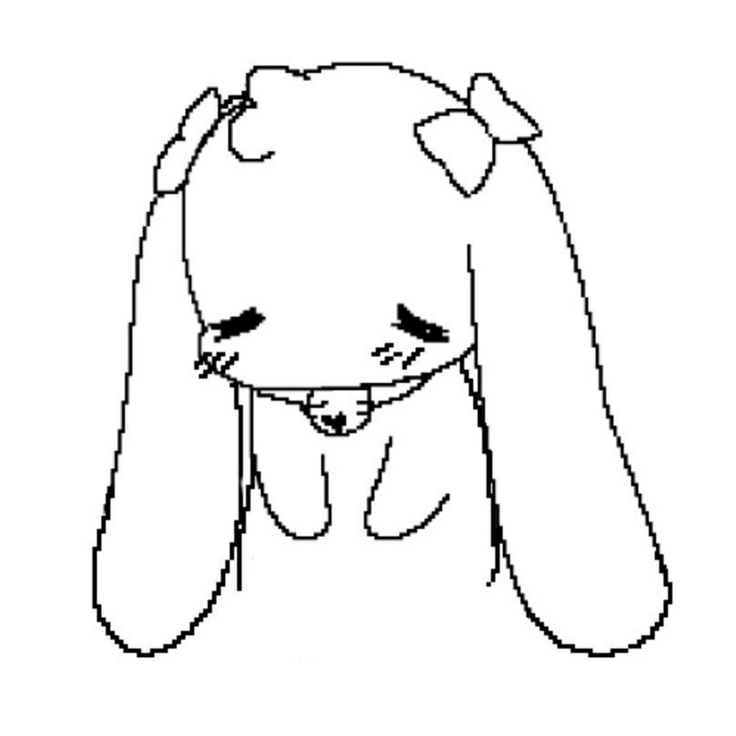 a drawing of a dog's head with its eyes closed and ears wide open