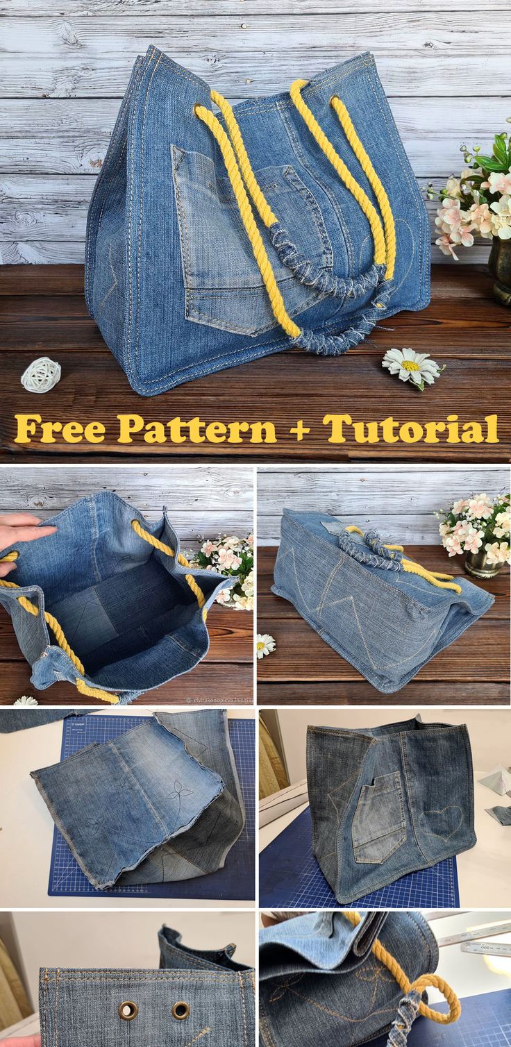 how to make a denim purse with free pattern and step by step instructions for making it