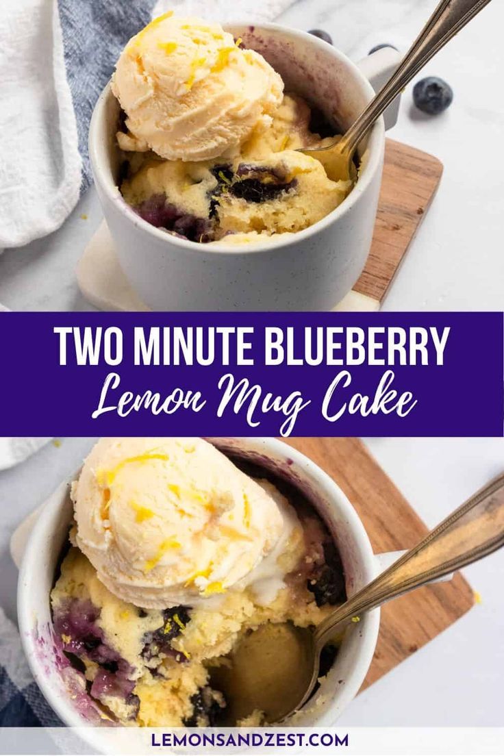 two bowls filled with lemon blueberry ice cream