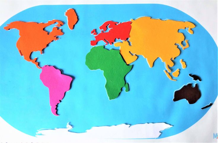 the world map is made out of colored paper