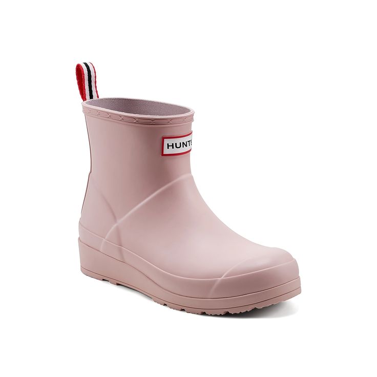 HUNTER-Original Play Short Rain Boot - Women's Travel across sleek sidewalks in a simple style with the Original Play Short rain boots from Hunter. This waterproof pair features a traction sole for sturdy steps and a low wedge for a hint of height. Featuring an on-trend matte hue that seamlessly matches with a variety of different looks. Click here for Boot Measuring Guide. Pink Hunter Boots Outfit, Short Rain Boot, Pink Hunter Boots, Hunter Boots Outfit, Short Rain Boots, Womens Rain Boots, Hunter Rain Boots, Low Wedges, Rain Boot