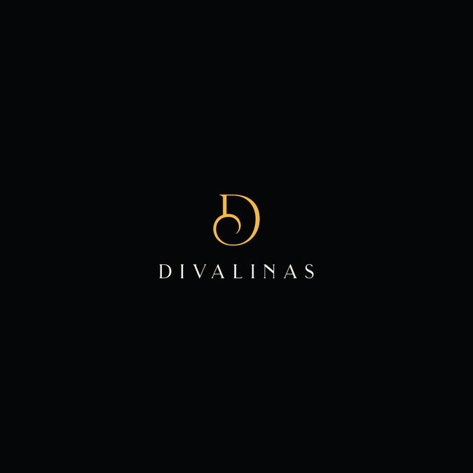 the logo for divalinas is shown in gold and black on a dark background