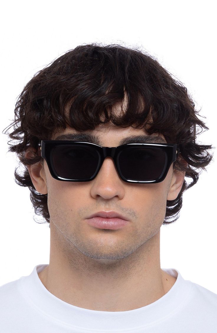 Smooth rectangular frames define these sleek sunglasses fitted with smoky-tinted lenses. 52mm lens width; 20mm bridge width; 145mm temple length 100% UV protection Plastic Imported Men Sunglasses Outfit, Aesthetic Sunglasses Men, Square Sunglasses For Men, Men Sunglasses 2024, Men Sunglasses Aesthetic, Prada Sunglasses Mens, Men In Sunglasses, Men’s Sunglasses, Guy Sunglasses