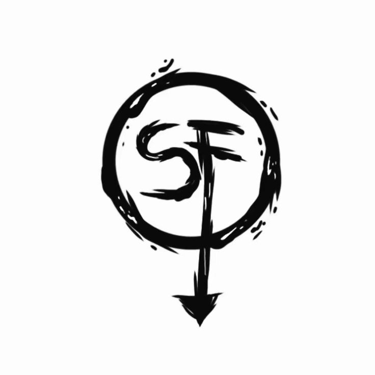 the letter s in a circle with an arrow on it's side, drawn by ink