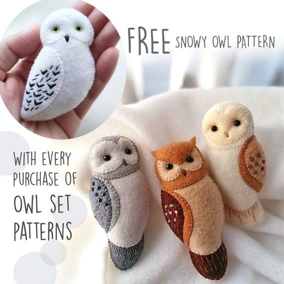 three little owls sitting on top of a white blanket next to a hand holding an owl