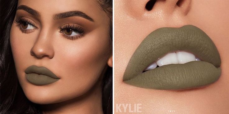 Green Lipstick Looks, Olive Green Eyes, Kylie Green, Kylie Jenner Fans, Mac Velvet Teddy, Makeup Gallery, Green Smokey Eye, Green Lipstick, Green Lips