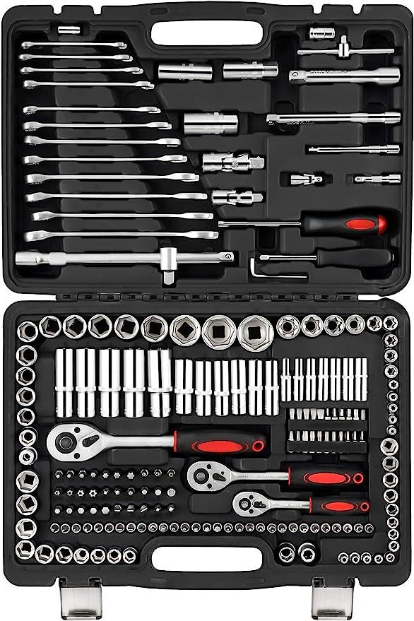 an open tool box filled with various tools