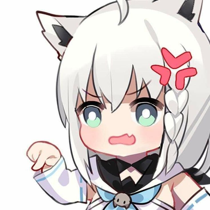 an anime character with white hair and blue eyes, wearing a cat ears costume while smiling at the camera