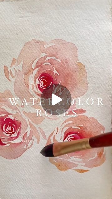 watercolor roses being drawn with a pencil