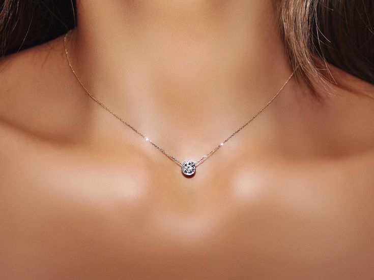 I hand select all of the diamonds used in my pieces making sure that they are not only white and brilliant, but also clearly showing no visible inclusions to the naked eye. This necklace is a timeless piece with unparalleled simplistic sophistication. Featuring a natural .50 carat, G SI+ Silver Diamond Necklace, Diamond Jewelry Necklace, Diamond Solitaire Necklace, Solitaire Necklaces, Solitaire Pendant, A Necklace, Diamond Pendant Necklace, Gorgeous Jewelry, Simple Necklace