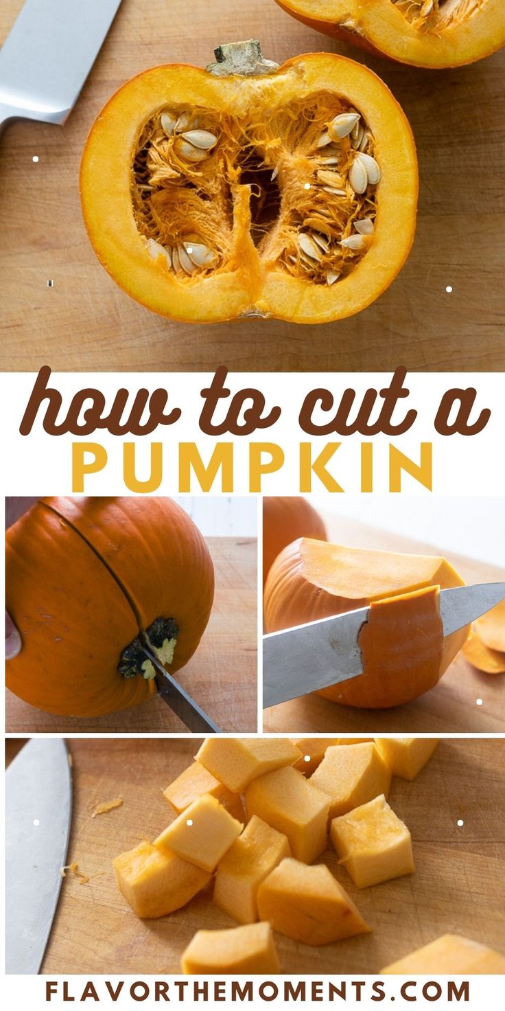 how to cut a pumpkin on a cutting board