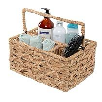 a wicker basket with hair products in it