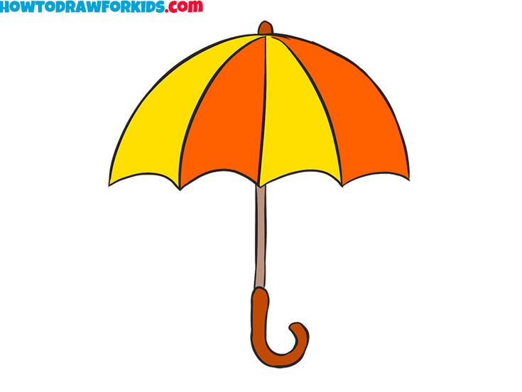 an orange and yellow umbrella is shown on a white background with the words, how to draw