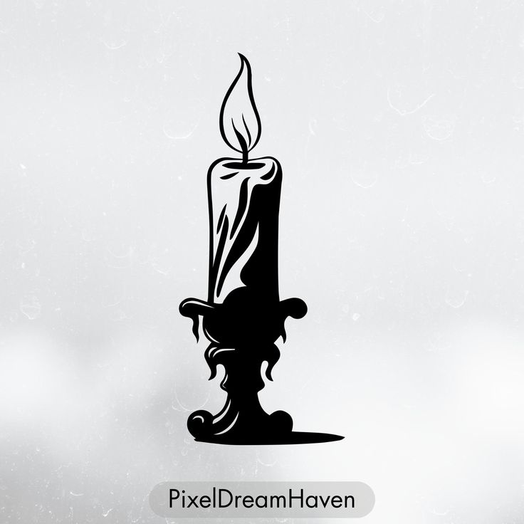 a candle that is sitting on top of a table next to a wall with the words pixeldream haven