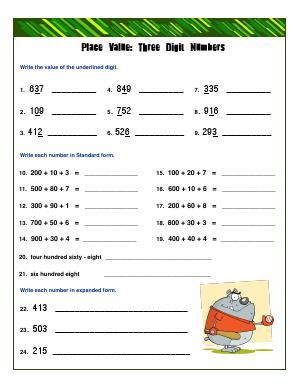 a printable worksheet with numbers to help students learn how to use them