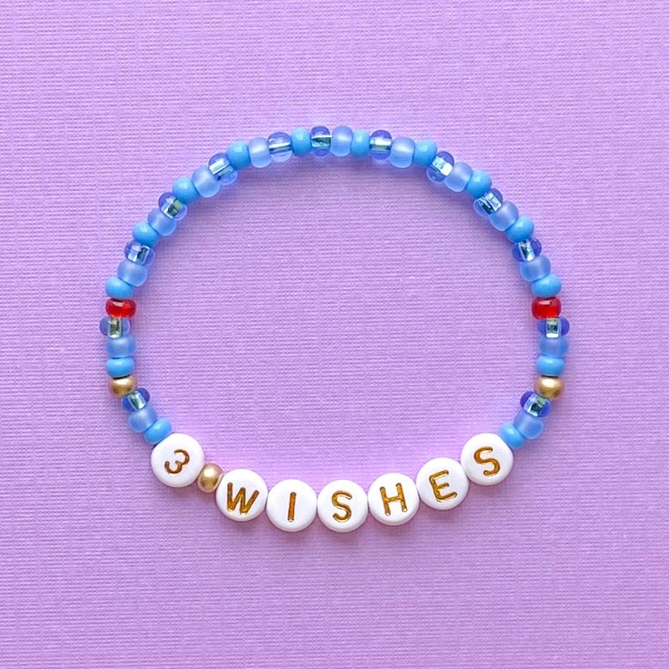 Genie Bracelet Stacking Stretch Bracelet Beaded Bracelet - Etsy Beaded Bracelets Disney, Blue Letter Beads Stretch Bracelet For Birthday, Disney Friendship Bracelet Ideas, Disney Bracelet Ideas Clay Beads, Bracelet Ideas Disney, Disney Bracelet Ideas, Disney Braclets, Disney Beaded Bracelet, Disney Friendship Bracelet