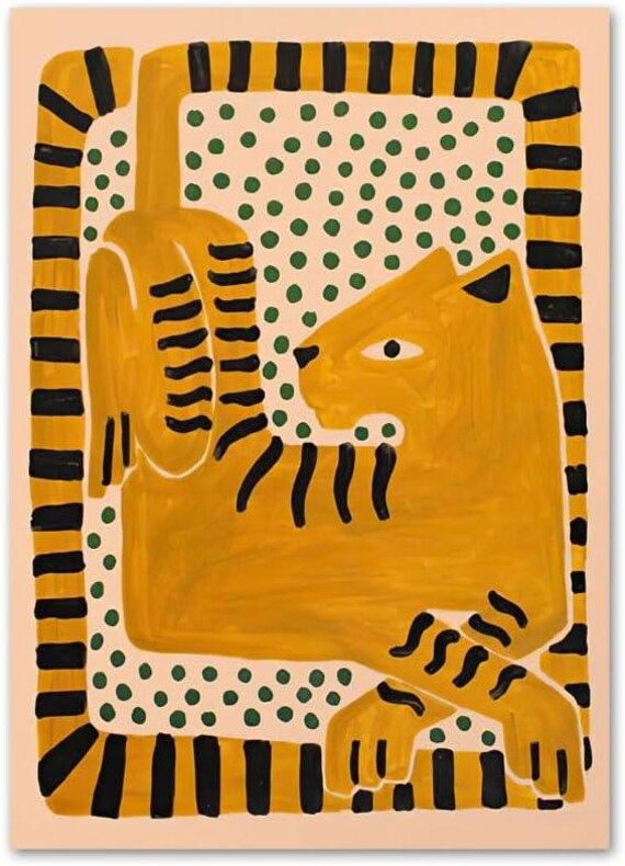 a painting with yellow and black stripes on it