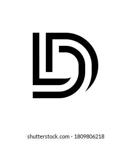 black and white letter d logo design with swooish lines on the bottom corner