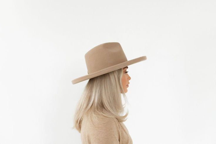 The Cara Loren Pencil Brim Hat - Tan (PRESALE) - GIGI PIP Wide Brim Felt Hat, Cara Loren, Gigi Pip, Branded Pins, Pencil Roll, Floppy Hats, Felt Hats, Rancher Hat, Fedora Hat Women