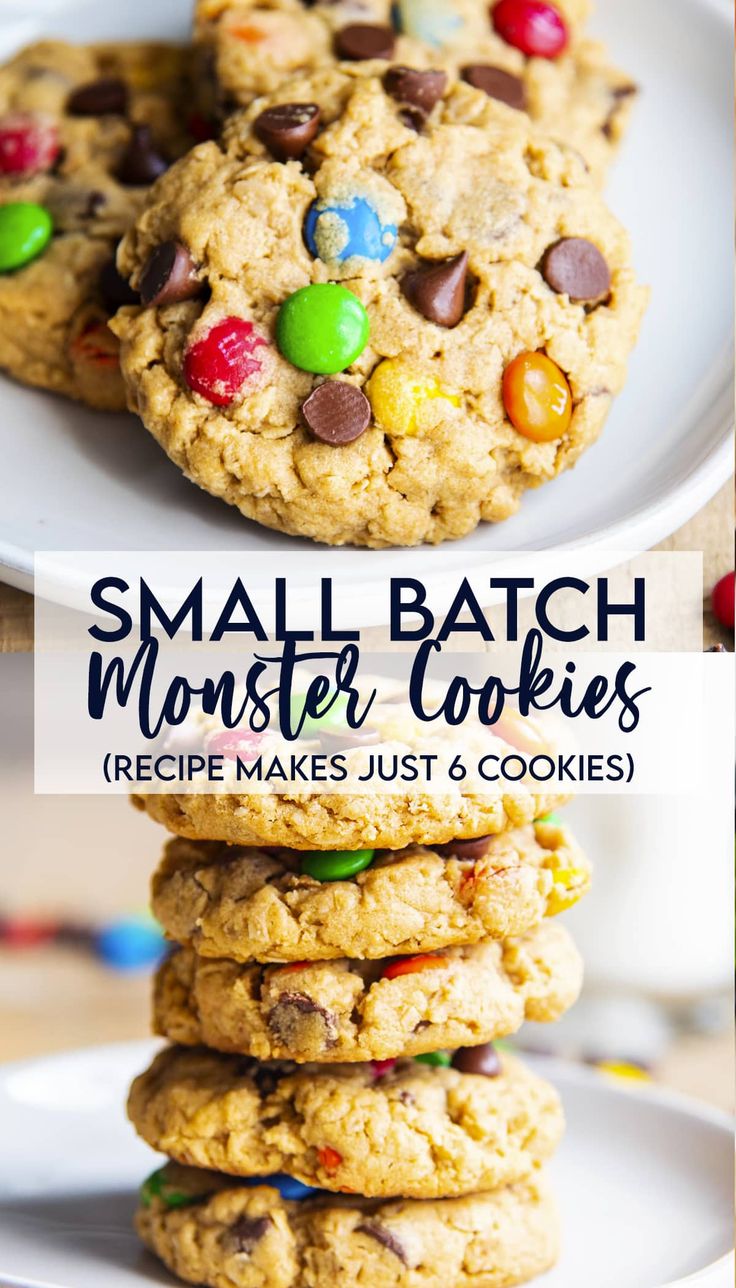 small batch monster cookies recipe made just 6 minutes and ready to be eaten for the first time