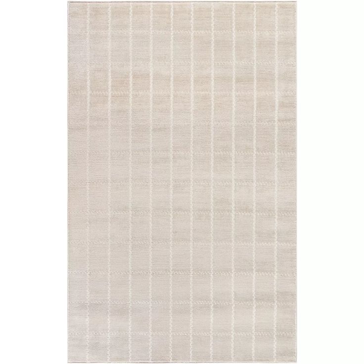 a white rug with vertical stripes on the bottom, and an off - white background