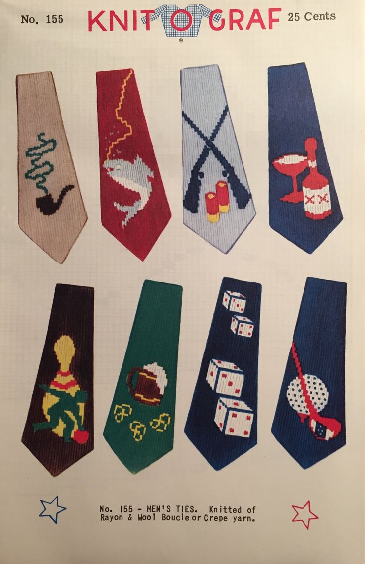 an advertisement for knittograf featuring nine different neck ties with designs on them