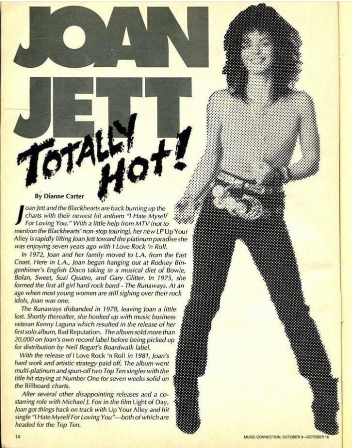 an advertisement for joan jettt's totally hot