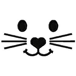 a cat's face with two eyes and a heart in the middle, on a white background