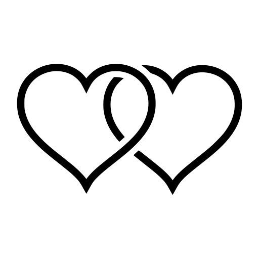 two hearts in black and white on a white background