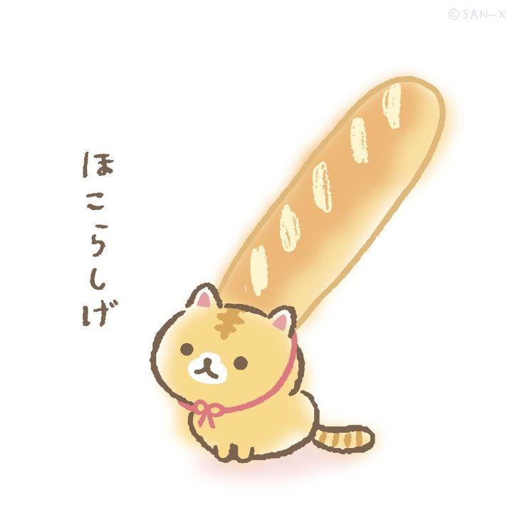 a drawing of a cat sitting next to a hot dog on a stick with japanese writing