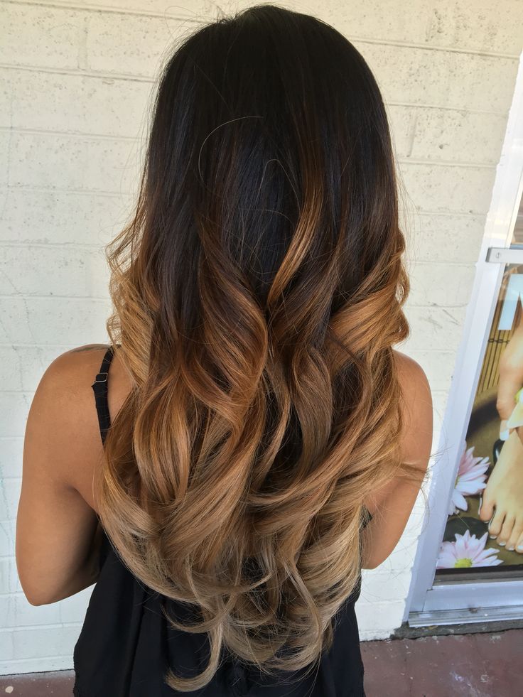 Chocolate Brown Hair With Blonde Ombre, Hair Colour Black And Blonde, Black To Brown To Blonde Ombre, Balayage Ombre For Dark Brown Hair, Dark Ombre Balayage, Ombre With Black Hair, Ombré Hair African American, Ombre Hair Color Ideas For Brunettes, Brown And Caramel Ombre