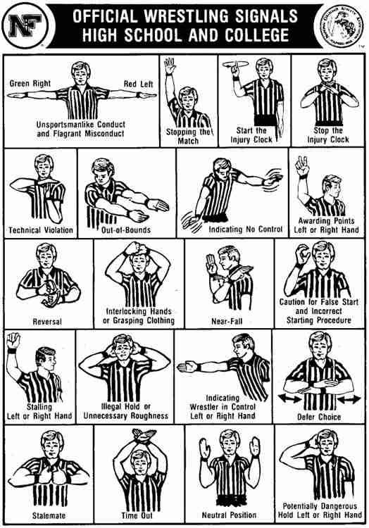 the official wrestling signals for high school and college