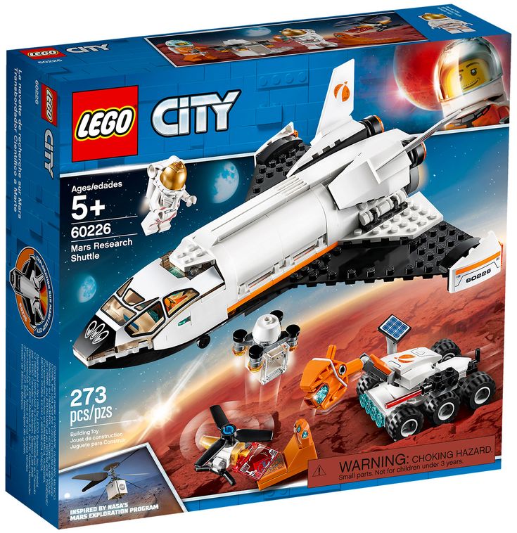 the lego city space shuttle is in its box