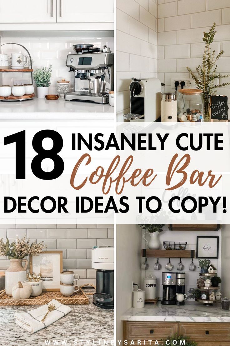 coffee bar decor ideas Coffee Bar Ideas Apartments, Small Coffee Bar Ideas Apartments, Counter Coffee Bar Ideas, Coffee Bar Ideas Diy, Coffee Nook Decor, Coffee Corner Kitchen, Cute Coffee Bar, Coffee Bar Decor Ideas, Organized Coffee Station