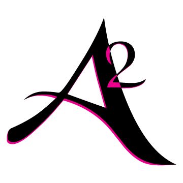 the letter logo is black and pink